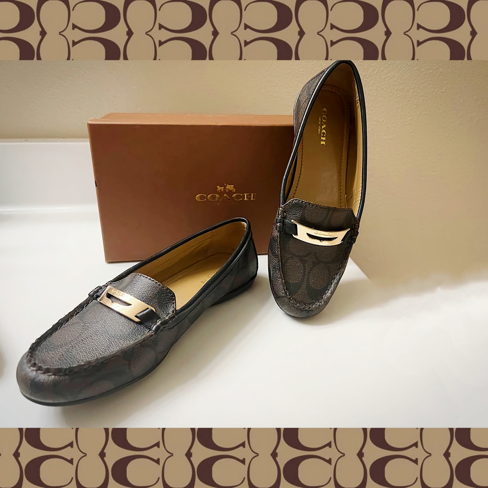 Coach Brown Loafers with Gold Accent
